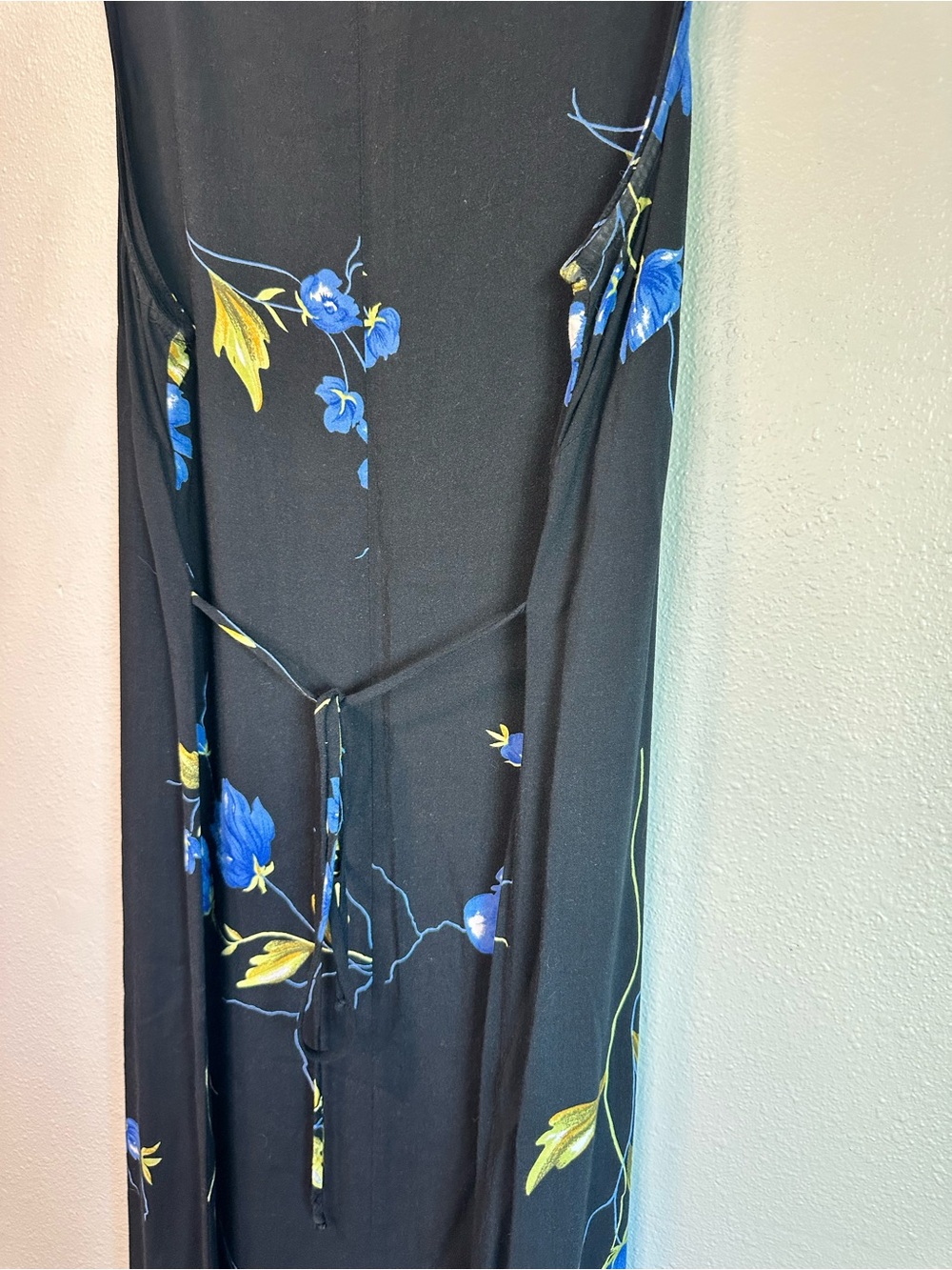 Vintage Tabloid Dress Size 12 Blue Purple Floral Sleeveless Full Length Coastal - Picture 3 of 4